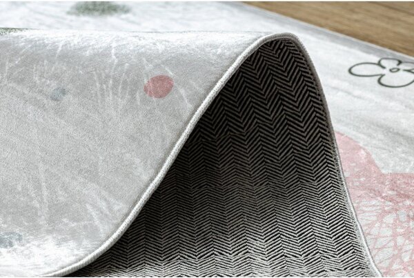 Dětský kusový koberec vhodný k praní BAMBINO 2644 Holčička Jednorožec bílý růžový Rozměr: 80x150 cm
