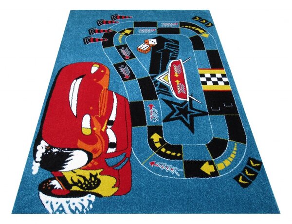 Makro Abra Dětský kusový koberec Mondo 06 Autodráha Závodní auto modrý Rozměr: 200x290 cm