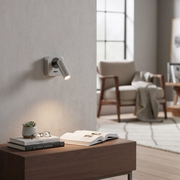 Ideal Lux 260679 LED nástěnné svítidlo Bean square 1x3,5W | 220lm | 3000K - vypínač na těle, nikl