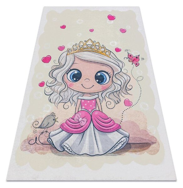 Makro Abra Dětský kusový koberec vhodný k praní BAMBINO 43020 Královna Princezna krémový růžový Rozměr: 80x150 cm
