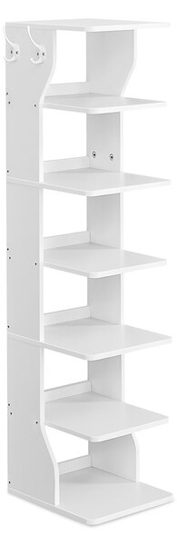 VASAGLE Botník 6 polic s háčky 26 x 110 x 30 cm bílý