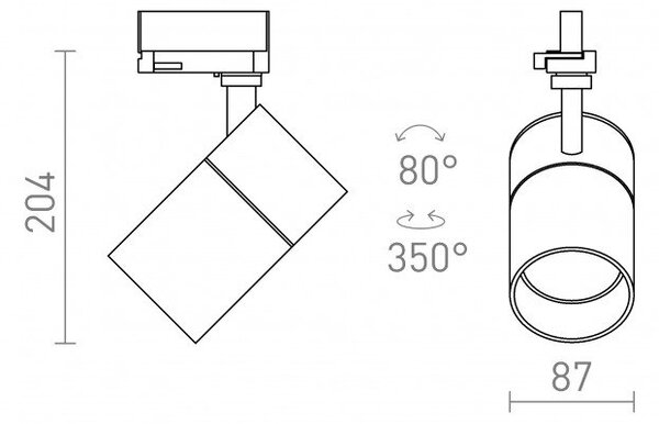 WISH 30 DIMM pro tříokr. lištu černá 230V LED 30W 36° 3000K 4000K 5000K - RED - DESIGN RENDL
