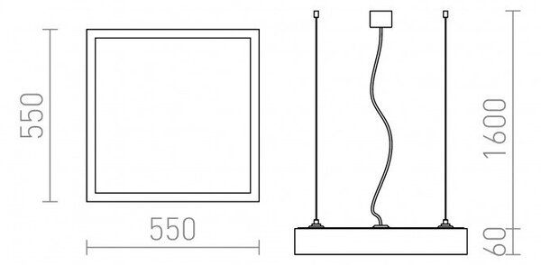 STRUCTURAL LED 55x55 závěsná bílá 230V LED 48W 3000K - RED - DESIGN RENDL