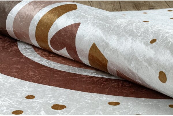 Makro Abra Dětský kusový koberec vhodný k praní BAMBINO 46960 Duha Tečky bílý hnědý Rozměr: 80x150 cm