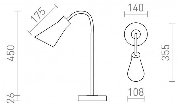 ANIKA stolní matná bílá matný nikl 230V E27 40W - RED - DESIGN RENDL