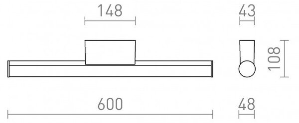 CASSAMBA 60 nástěnná černá mléčný akryl 230V LED 12W IP44 3000K 4000K - RED - DESIGN RENDL