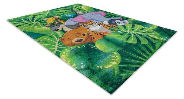Makro Abra Dětský kusový koberec vhodný k praní BAMBINO 2651 Zvířátka Džungle zelený hnědý Rozměr: 80x150 cm