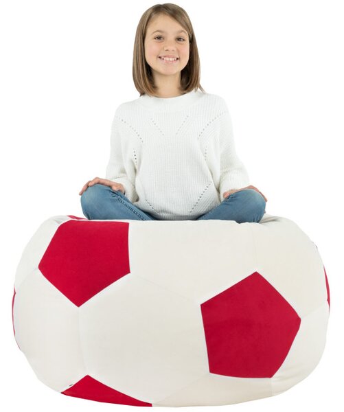 Sedací pytel Fotbal červený plyš
