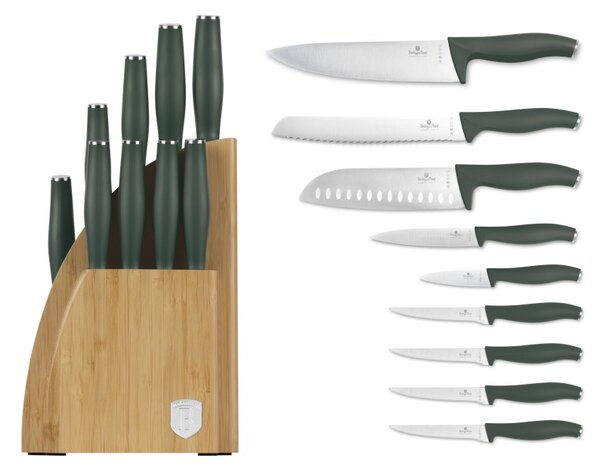 Sada nožů se stojanem BAMBOO 10 ks Matte Green Collection