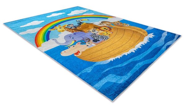Makro Abra Dětský kusový koberec vhodný k praní BAMBINO 2685 Noemova Archa Zvířata Loď, Moře vícebarevný Rozměr: 80x150 cm