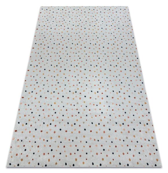 Makro Abra Dětský kusový koberec vhodný k praní BAMBINO 47890Tečky bílý hnědý Rozměr: 80x150 cm