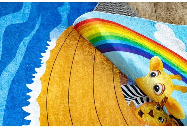 Makro Abra Dětský kusový koberec vhodný k praní BAMBINO 2685 Noemova Archa Zvířata Loď, Moře vícebarevný Rozměr: 80x150 cm