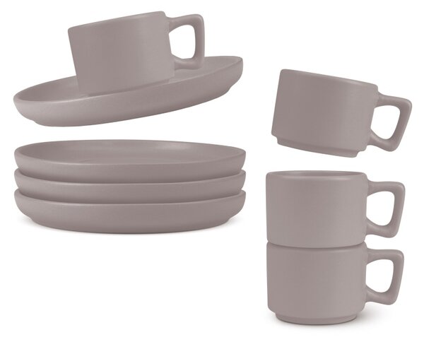 Sada hrnků na espresso s podšálkem 8 ks 100 ml Taupe Collection