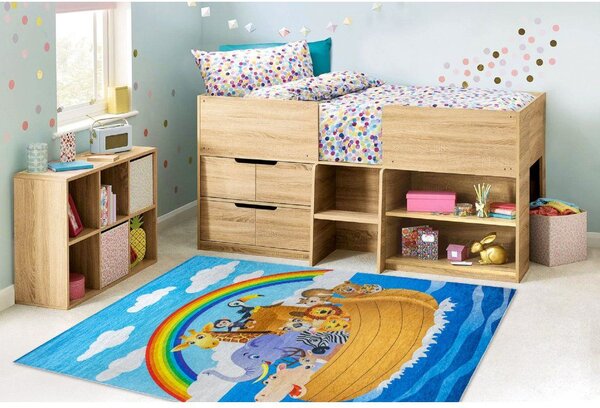 Makro Abra Dětský kusový koberec vhodný k praní BAMBINO 2685 Noemova Archa Zvířata Loď, Moře vícebarevný Rozměr: 80x150 cm