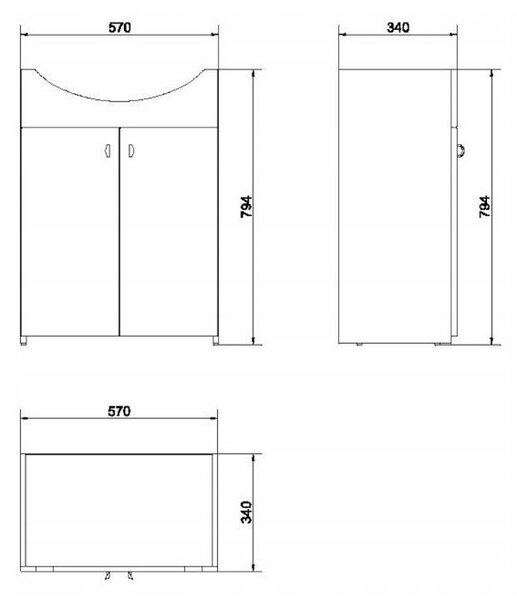 Cersanit Cersania, skříňka pod umyvadlo 60cm, bílá, S509-031-DSM
