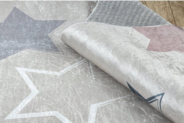Makro Abra Dětský kusový koberec vhodný k praní BAMBINO 48130 Hvězdy Hvězdičky béžový šedý Rozměr: 80x150 cm