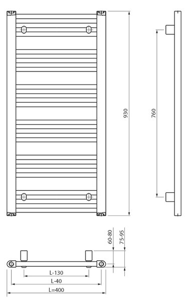 Bruckner Bruckner, ALBRECHT topné těleso 400x930mm, bílá, 600.211.4
