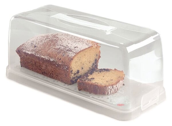 Box na koláč obdélníkový 34x14 cm přenosný průhledný
