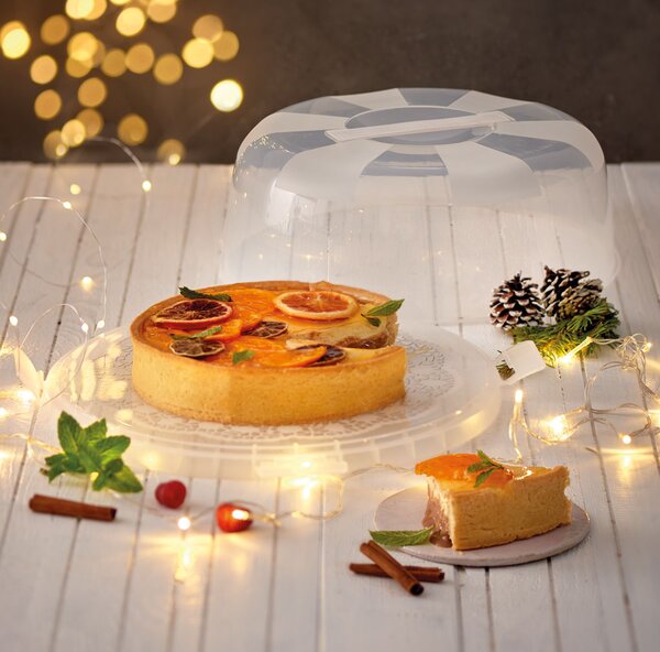 Box na dort kulatý 28 cm přenosný průhledný