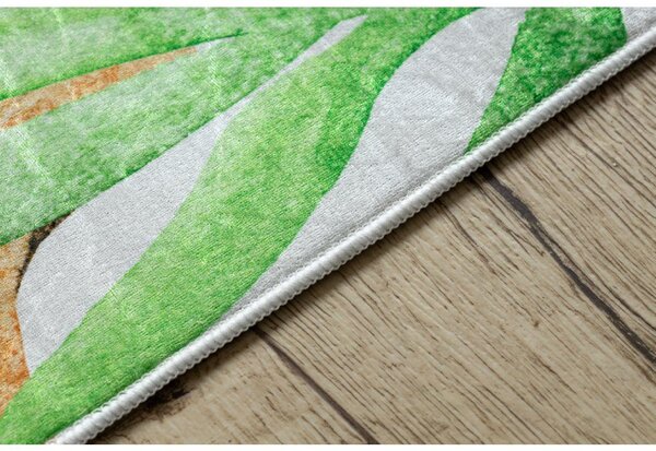 Makro Abra Dětský kusový koberec vhodný k praní BAMBINO 54090 Hroch Lev Žirafa Opička bílý zelený Rozměr: 80x150 cm