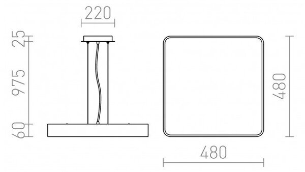 MENSA 48 SQ závěsná bílá 230V LED 56W 3000K - RED - DESIGN RENDL