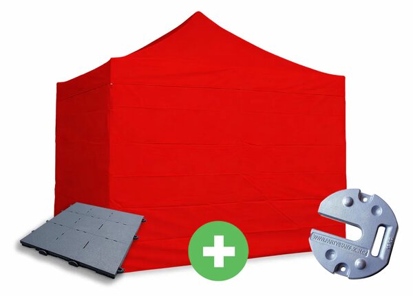 Nůžkový stan 3x3m ALU PREMIUM SET - plné bočnice + podlaha + závaží barva Zelená