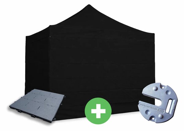 Nůžkový stan 3x3m ALU PREMIUM SET - plné bočnice + podlaha + závaží barva Zelená