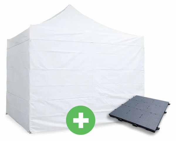 Nůžkový stan 3x3m ALU PREMIUM SET - plné bočnice + podlaha barva Bílá