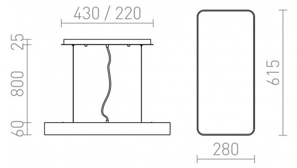 MENSA obdelníková závěsná bílá 230V LED 36W 3000K - RED - DESIGN RENDL