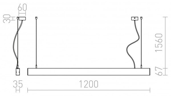 PESANTE 35 závěsná černá 230V LED 40W 3000K - RED - DESIGN RENDL