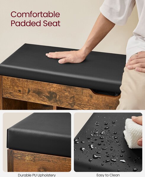 VASAGLE Sedací botník s úložným prostorem hnědý 100 x 44 x 30 cm