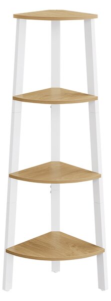 VASAGLE Rohový regál 4 police 34 x 125 x 34 cm dub bílý