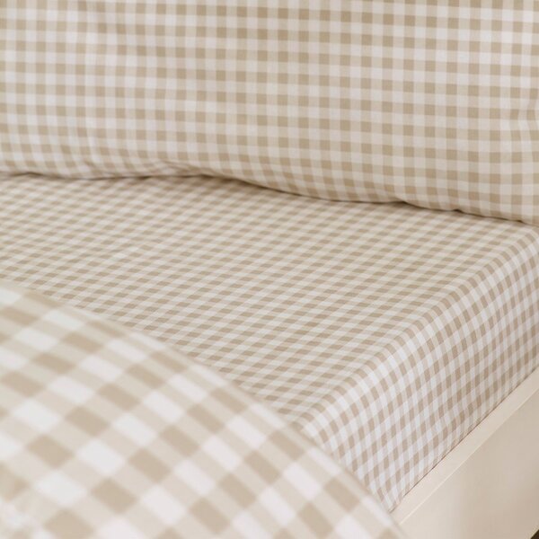 Béžové povlečení na jednolůžko 135x200 cm Bamford Gingham Check – Catherine Lansfield
