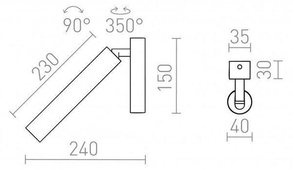 RED R14473 DARRIN I přisazená černá 230V LED 6W 24° 3000K - RED - DESIGN RENDL