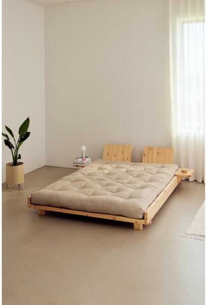Hnědá dvoulůžková postel z borovicového dřeva s roštem 160x200 cm Social – Karup Design