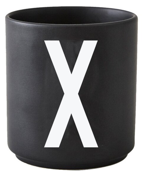 Černý porcelánový hrnek Letter X Design Letters