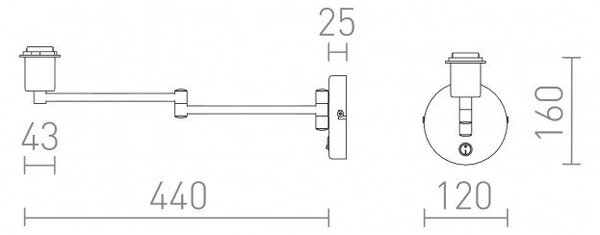AVENIDA nástěnná základna matný nikl 230V E27 11W - RED - DESIGN RENDL