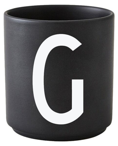 Černý porcelánový hrnek Letter G Design Letters