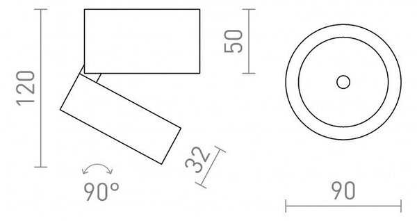 RED R14201 FLAVIO R přisazená černá 230V LED 6W 110° IP54 3000K - RED - DESIGN RENDL