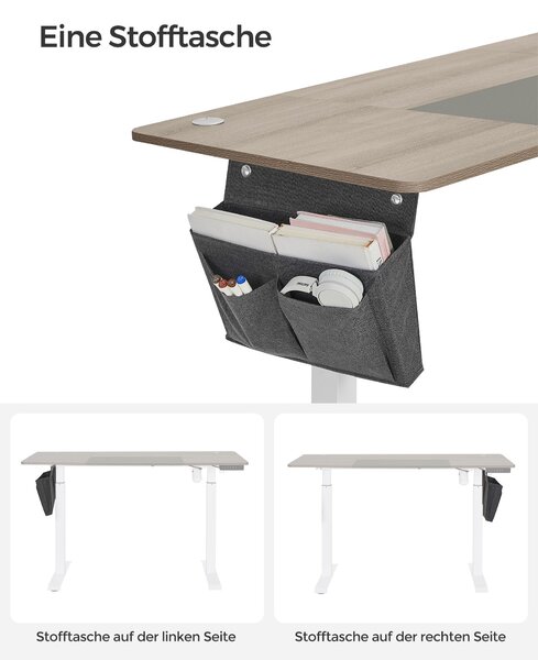 SONGMICS Polohovací stůl elektrický 140 x 60 cm bílý šedý