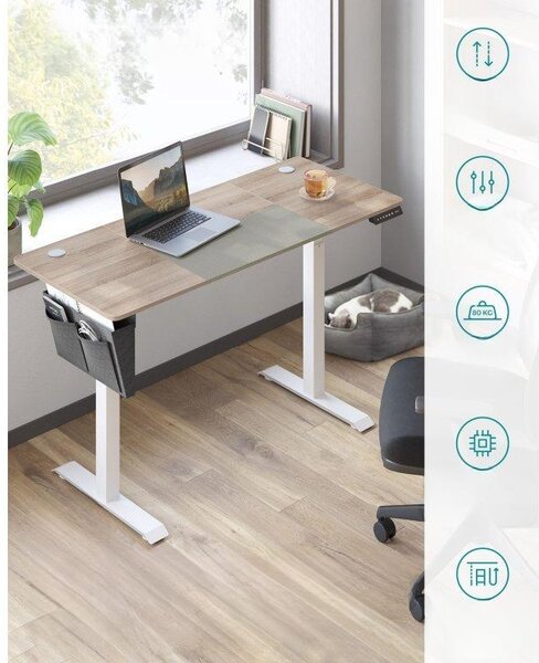 SONGMICS Polohovací stůl elektrický 140 x 60 cm bílý šedý