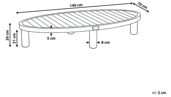 Zahradní konferenční stolek NUMANA 140 cm 70 cm Akáciové dřevo Světle hnědá