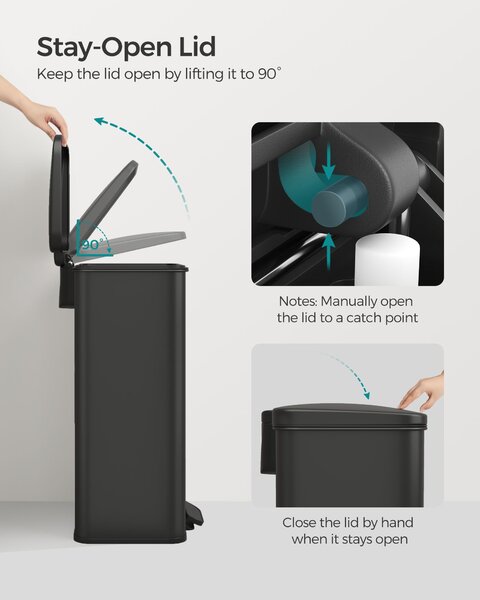 SONGMICS Odpadkový koš 40 l černý