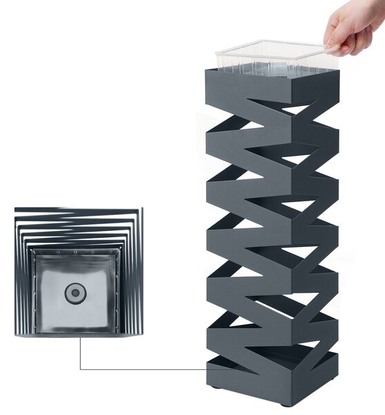 SONGMICS Stojan na deštníky čtvercový šedý motiv zigzag