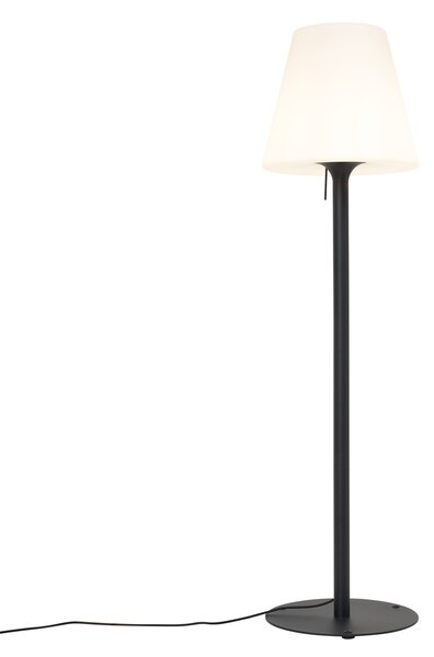 Moderní venkovní stojací lampa černá s bílým stínidlem IP44 - Big Virginia