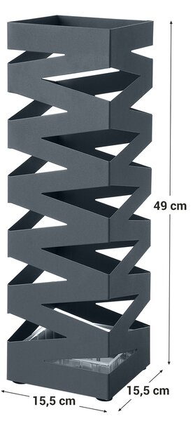 SONGMICS Stojan na deštníky čtvercový šedý motiv zigzag