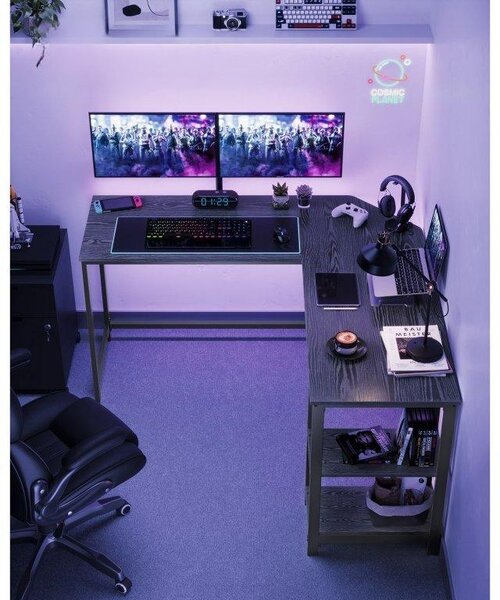 VASAGLE PC stůl rohový industriální 138 x 138 cm černý