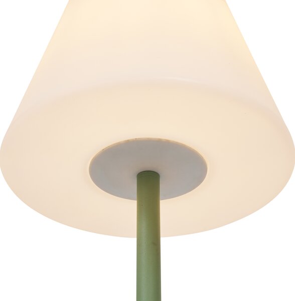 Venkovní stojací lampa zelená s bílým stínidlem IP65 - Virginia