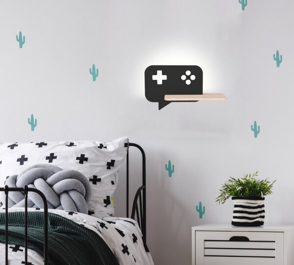 LED Dětské nástěnné svítidlo s poličkou CONSOLE LED/5W/230V černá