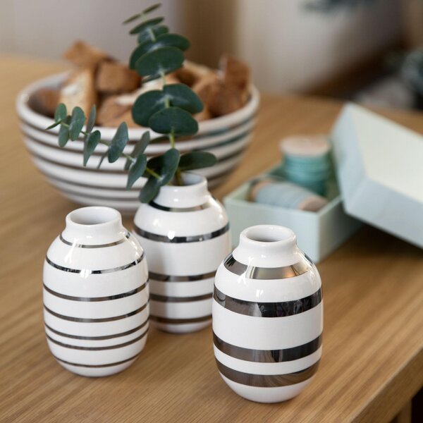 Set 3 miniaturních váz Omaggio stříbrný Kähler